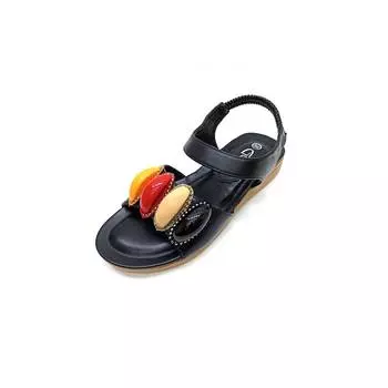 Женские черные каменные сандалии Новые летние удобные дышащие повседневные качественные стильные легкие сандалии