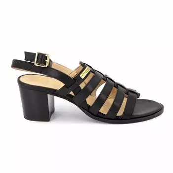 Женские черные кожаные босоножки Lagoa на каблуке с ремешками LES TROPEZIENNES PAR M.BELARBI