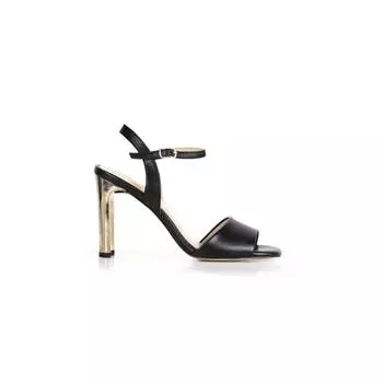 Женские черные кожаные босоножки на каблуке Новые летние удобные дышащие повседневные качественные стильные легкие сандалии