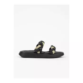 Женские черные кожаные вязаные тапочки Mill, удобные повседневные качественные стильные легкие сандалии