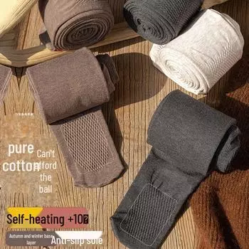 Женские черные леггинсы на хлопковой подкладке для осени/зимы — теплые, плотные, облегающие колготки с плоской талией. Footed 110g (15-25°C) Flat Waist