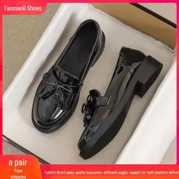 Женские черные мокасины из натуральной кожи на плоской подошве - мягкие, в британском стиле, осень 2025 г. 37