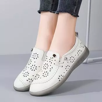 Женские черные мокасины-лоферы из кожи, удобные повседневные мокасины для ходьбы в стиле минимализма, дышащие мокасины для мам EU: 36 слоновая кость