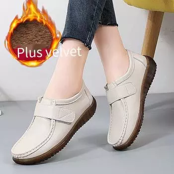 Женские черные мокасины зимние теплые женские мягкие мокасины повседневные туфли без застежек из кожи EU: 35 чёрный