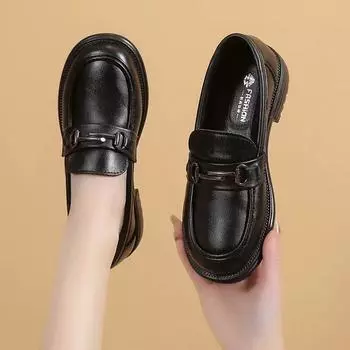 Женские черные мягкие лоферы в британском стиле 2024 года — для широкой стопы, универсальные, весенние и осенние туфли JK Single 36