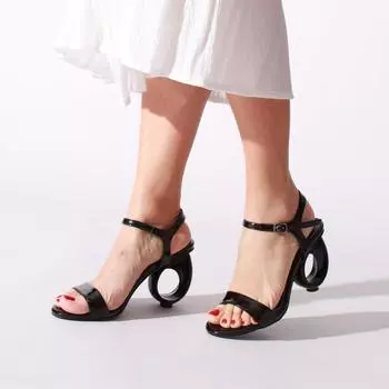 Женские черные мятые туфли на каблуке из лакированной кожи Классические туфли на каблуке