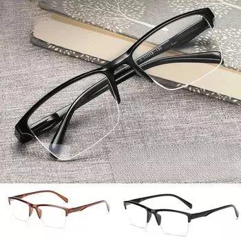 Женские черные полимерные очки для чтения 1,75, полурамка, портативные сверхлегкие увеличительные очки для пресбиопии и дальнозоркости, квадратные 0.75