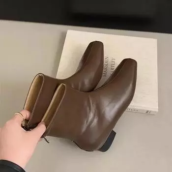 Женские черные ПУ осенние женские дизайнерские французские остроносые короткие ботильоны на мягком низком каблуке модные классические 35