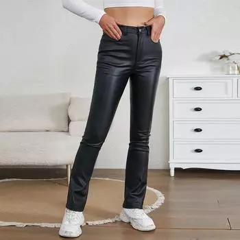 Женские черные расклешенные эластичные брюки Wet-Feel Slim со средней посадкой XS чёрный