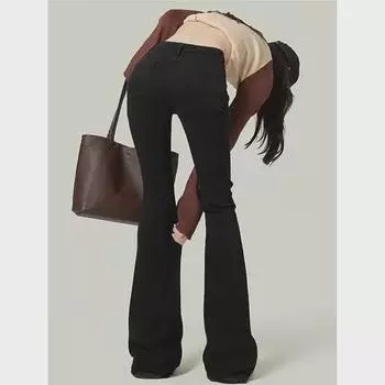 Женские черные расклешенные джинсы с высокой талией: 2024 Эластичный крой для похудения S [80-90 lbs]