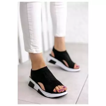 Женские черные сандалии Ashley Steel Knitting Knitwear