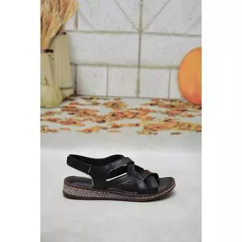 Женские черные сандалии из натуральной кожи на комфортной подошве Комфортные повседневные качественные стильные легкие сандалии