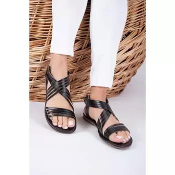 Женские черные сандалии из натуральной кожи Новые летние удобные дышащие повседневные качественные стильные легкие сандалии