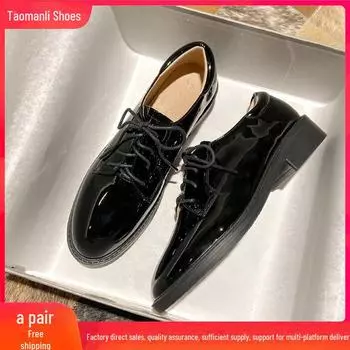 Женские черные туфли из натуральной кожи на плоской подошве со средним каблуком — британский стиль, мягкая подошва, удобные для работы, коллекция осень 2024 г. 36