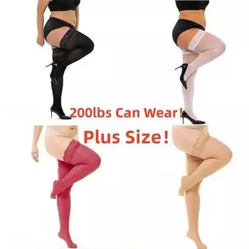 Женские чулки больших размеров с нескользящим кружевным верхом, сексуальные длинные носки до бедра, чулки большого размера, большие размеры plus size