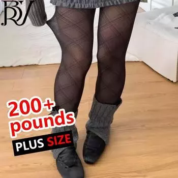 Женские чулки большого размера JK Sweet Style с черным ромбовидным узором для весны, осени и зимы — универсальные носки Lolita Ordinary fishnet socks with small mesh