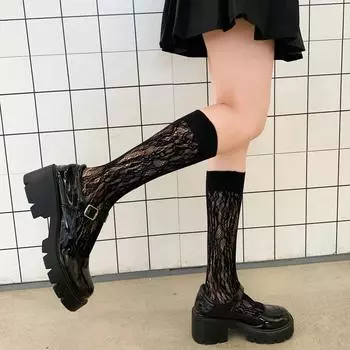 Женские чулки, дышащие, нейлоновые, длинные носки, чулки, женские, JK Lolita Girl, сексуальные, кружевные, сетчатые, чулки, гольфы