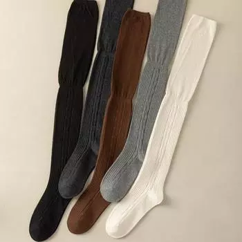 Женские чулки из хлопка, трикотажные, однотонные, длинные, высокие чулки, JK Girls Lolita Cute, высокие носки, высокие носки