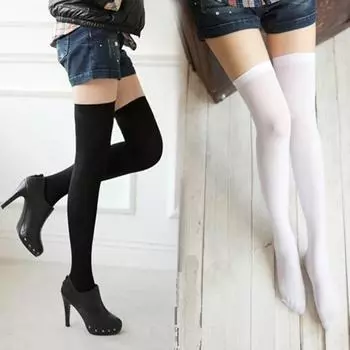 Женские чулки, модные гольфы, эластичные нейлоновые носки с высоким искушением one size чёрный