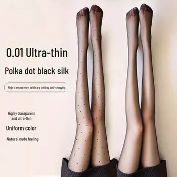 Женские чулки в горошек, с защитой от зацепов, прочные, ультратонкие, с высокой степенью прозрачности, сексуальные черные, без заниженной линии шагового шва. Back crotch80-140 catties чёрный