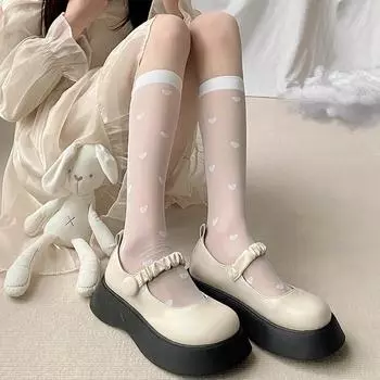 Женские чулки в японском стиле, гольфы, ультратонкие прозрачные нейлоновые длинные носки JK Lolita, милые гольфы для девочек One Size