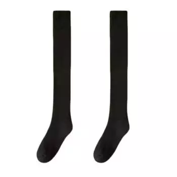 Женские чулки выше колена Зимние теплые чулки выше колена Очень длинные вязаные гетры Толстые гетры чёрный