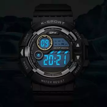 Женские цифровые светодиодные часы, водонепроницаемые студенческие спортивные электронные часы, многофункциональные наручные часы для девочек светло-розовый