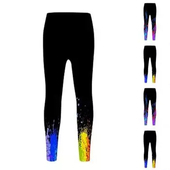 Женские цветные краски и принты, эластичные леггинсы для йоги, фитнес-бег, тренажерный зал, спортивные активные брюки XS чёрный