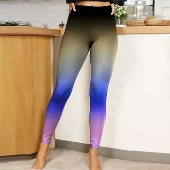 Женские цветные принты эластичные леггинсы для йоги фитнеса бега спортзала спорта активных штанов XS жёлтый