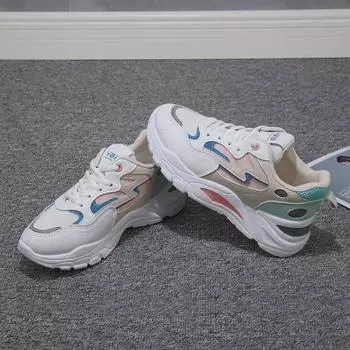 Женские цветные сетчатые кроссовки Dad 2024: Модная, дышащая, спортивная обувь на толстой подошве для лета. Size 38 синий