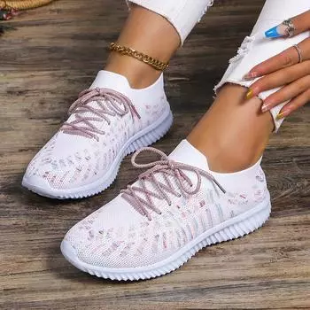 Женские цветные трикотажные мокасины Lucyever, осенние, легкие, дышащие, на мягкой подошве, на плоской подошве, женская нескользящая обувь для ходьбы, размер 43 35 белый