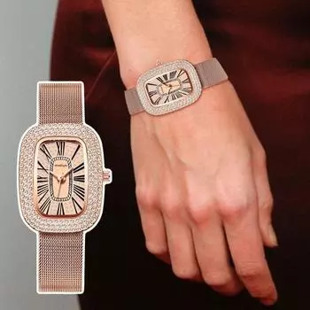 Женские деловые часы со стразами, прямоугольный циферблат, стальной ремешок, кварцевый механизм, элегантные женские наручные часы для девочек