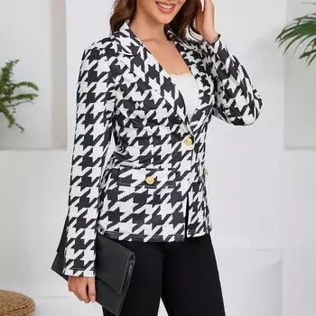 Женские деловые повседневные рабочие куртки с пуговицами и лацканами, с открытым передом, с длинным рукавом, осенний наряд L чёрный