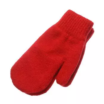 Женские Девичьи Однотонные Плюшевые Двухслойные Варежки из Кроличьего Меха на Все Пальцы Зимние Перчатки красный