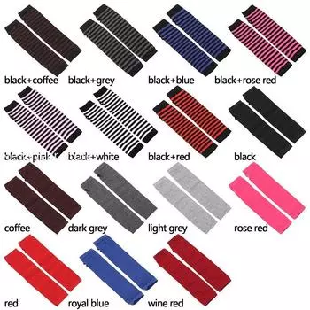 Женские Девочки Хлопок Классические Длинные Перчатки Без Пальцев Напульсник Утеплитель Рукава Длинный Рукав Полосатый Налокотник Варежка Вязаная