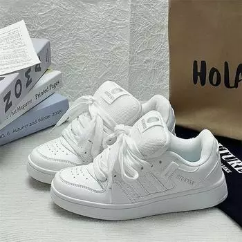 Женские дизайнерские кроссовки осенняя мода платформа шнуровка спортивная обувь для сноубординга женская повседневная обувь для ходьбы на плоской подошве вулканизированная обувь 35 белый