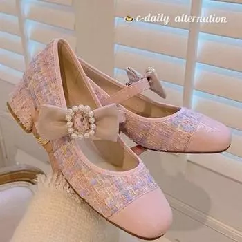 Женские дизайнерские модные туфли Мэри Джейн, весенние мягкие женские элегантные туфли с мелкой пряжкой на низком каблуке, женские туфли-лодочки в уличном стиле 35 розовый