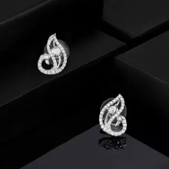 Женские дизайнерские серьги-гвоздики Estele с родиевым покрытием CZ Peacock