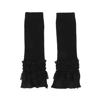 Женские длинные эластичные рукава, кружевные трикотажные манжеты на запястьях, теплые мягкие варежки, накладные манжеты в стиле Лолиты, свитер, декор для девушки, темперамент, мода, сочетание, декор One Size чёрный