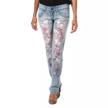 Женские длинные брюки из денима с рваным эффектом и узкими краями F054176 24-USA синий