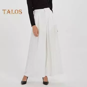 Женские длинные брюки, однотонные, прямые, широкие брюки, высокая талия, застежка-молния, повседневные брюки, офисные женские брюки, одежда для поездок на работу M коричневый