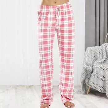 Женские длинные брюки с эластичной резинкой на талии, широкие повседневные брюки, спортивные клетчатые брюки, свободные домашние брюки S синий