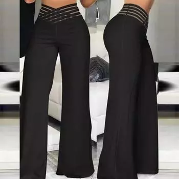 Женские длинные брюки с широким поясом и высокой талией, однотонные широкие расклешенные брюки для йоги, спортивные штаны для спортзала 3XL белый