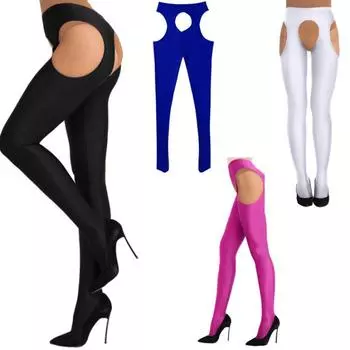 Женские длинные чулки с открытой промежностью, эластичные колготки на подтяжках, колготки, чулки для тела M