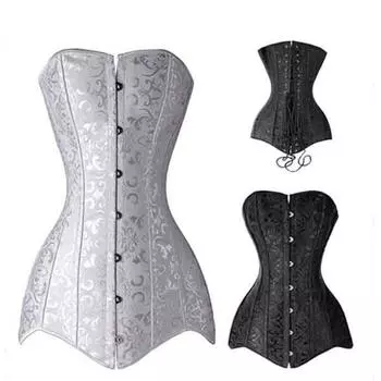 Женские длинные корсеты и бюстье больших размеров Gothique Gaine Amincissante Ventre Korset Burlesque Corselet Corsage Korsett XL белый