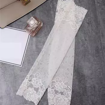 Женские длинные кружевные перчатки белый