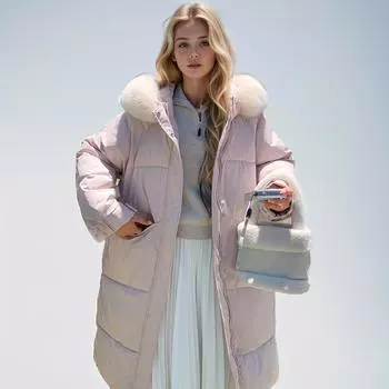 женские длинные модели одежды, новые модные высококачественные изделия с хлопковой подкладкой, большой меховой воротник, свободная и утолщенная теплая куртка. S