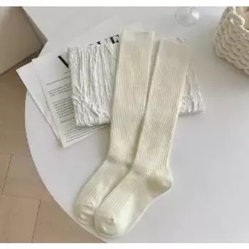 Женские длинные носки, кашемировые женские ботинки, однотонные шерстяные чулки до бедра, узкие повседневные хлопковые гольфы выше колена, пушистые женские длинные гольфы One Size