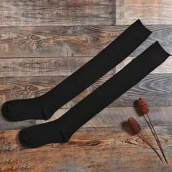 Женские длинные носки осенние повседневные теплые зимние полосатые вязаные толстые чулки