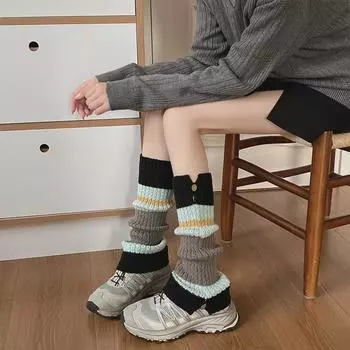 «Женские длинные носки в полоску с пуговицами в японском стиле — тепло для осени/зимы» One Size